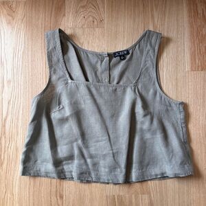 J.Crew Square Neck Linen-Blend Crop Top